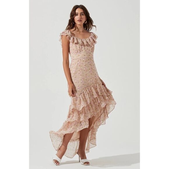 ASTR The Label Kiana Floral Ruched Midi Dress